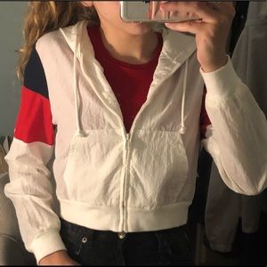 Red White and Blue Cropped Windbreaker